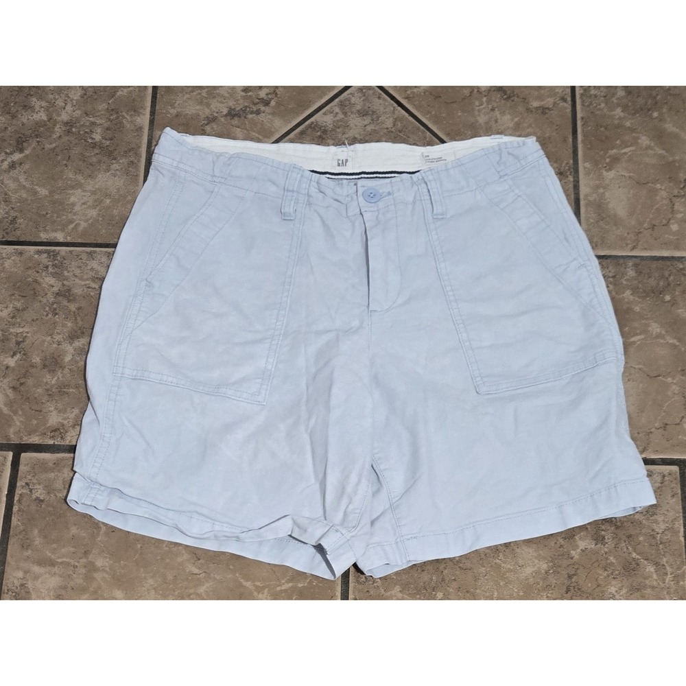 Gap Girlfriend Chino Shorts Light Blue Size 8 Utility Patch Pocket Cotton Blend